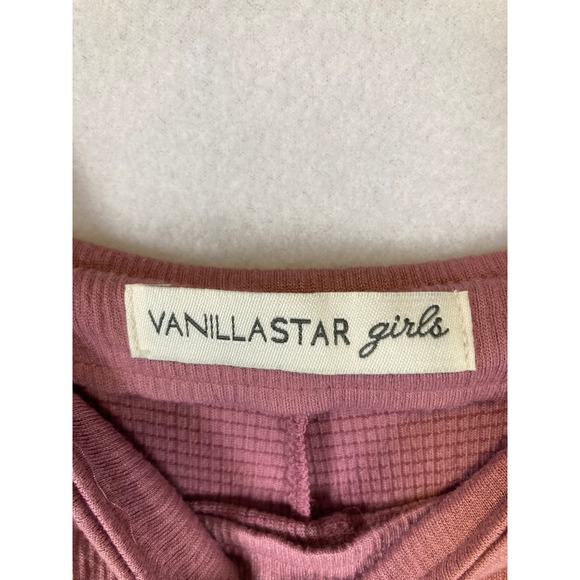 Coquette Vanilla Star Girls XL Dusty Rose Waffle Knit Tie Shoulder Overalls - Picture 3 of 8